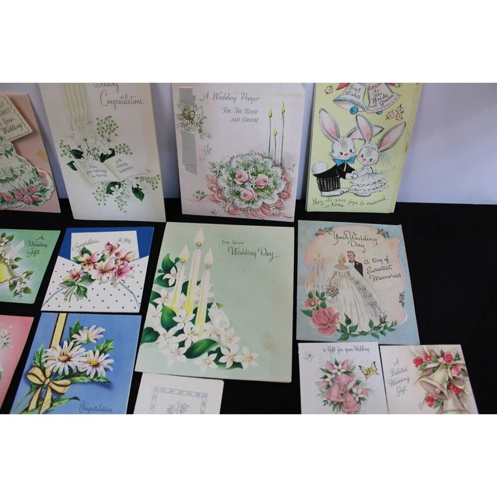 Lot 72 Vtg Baby Shower & New Baby Greeting Cards 1950s Graphics Glitter USA